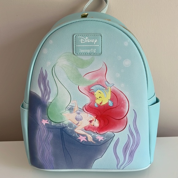 NWT Loungefly Disney The Little Mermaid Giggles Mini Backpack and wallet set - Picture 8 of 10